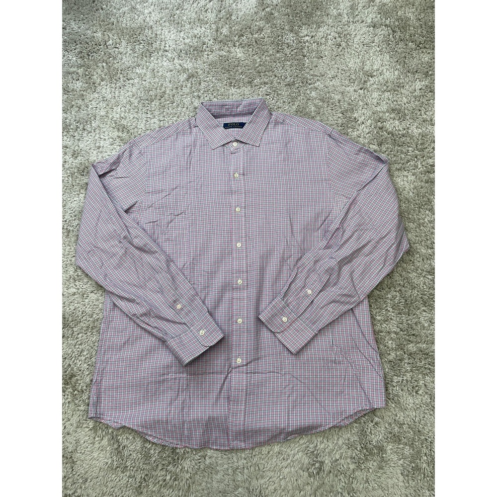 Polo Ralph Lauren Shirt Mens XL Pink Blue Check Button Down Long Sleeve Classic